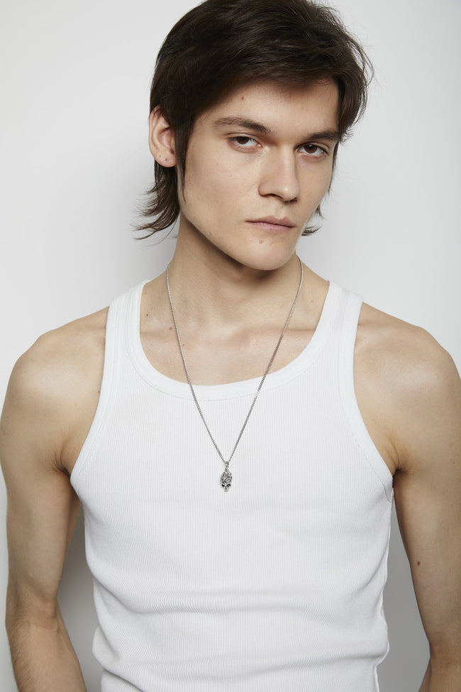 Emanuele Bicocchi Flourish Small Skull Necklace - Silver