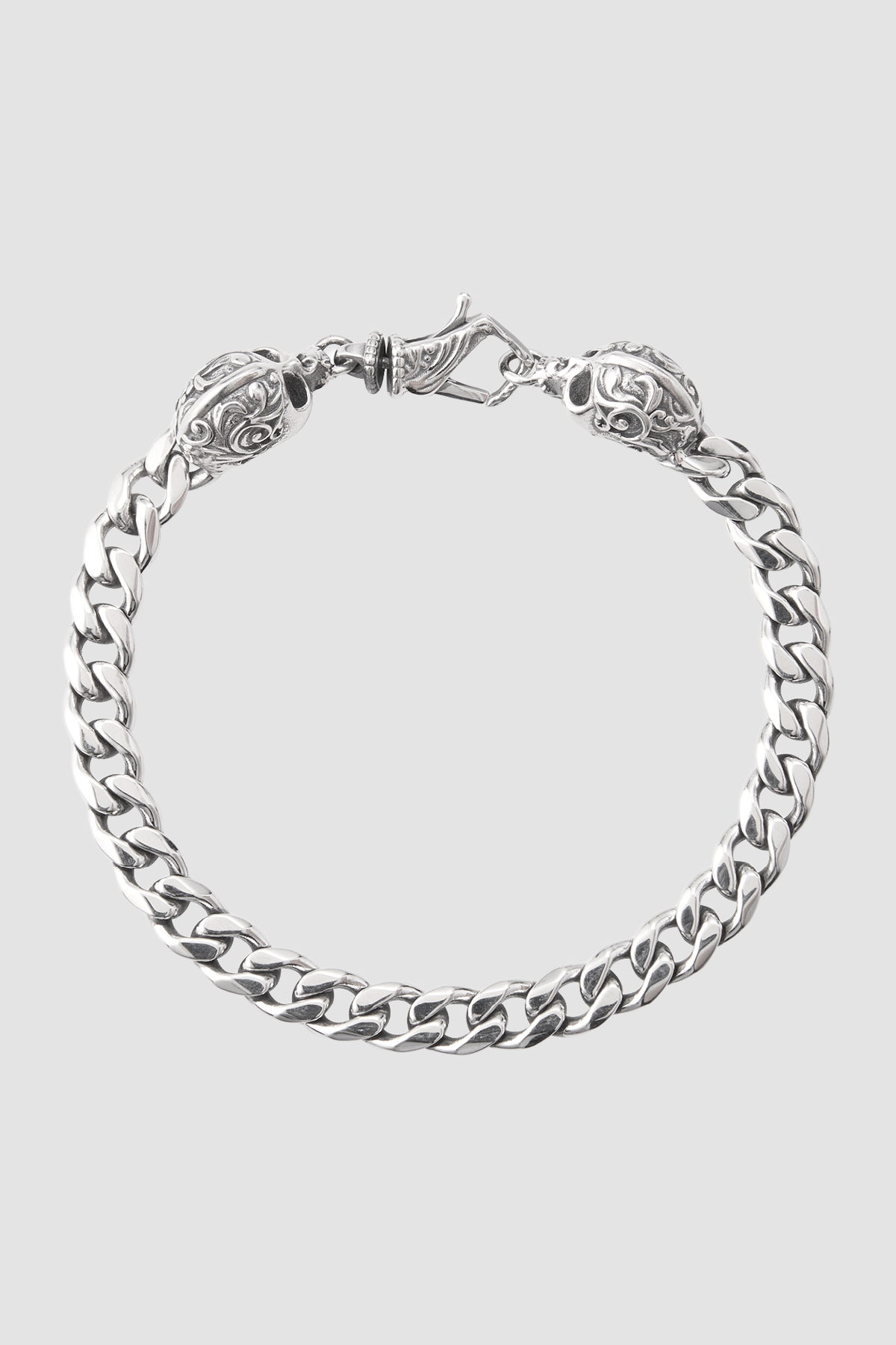 Emanuele Bicocchi Flourish Skull Chain Bracelet - Silver - Due West