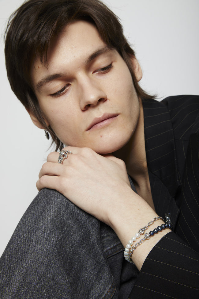 Emanuele Bicocchi Black Pearl Claw Bracelet - Silver
