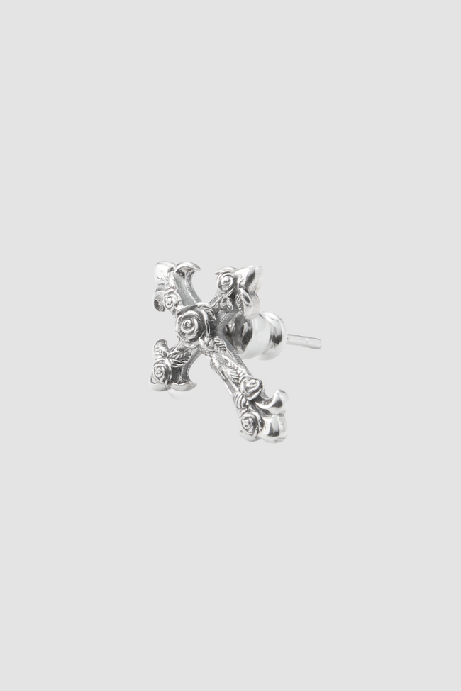 Emanuele Bicocchi Rose Cross Earring - Silver