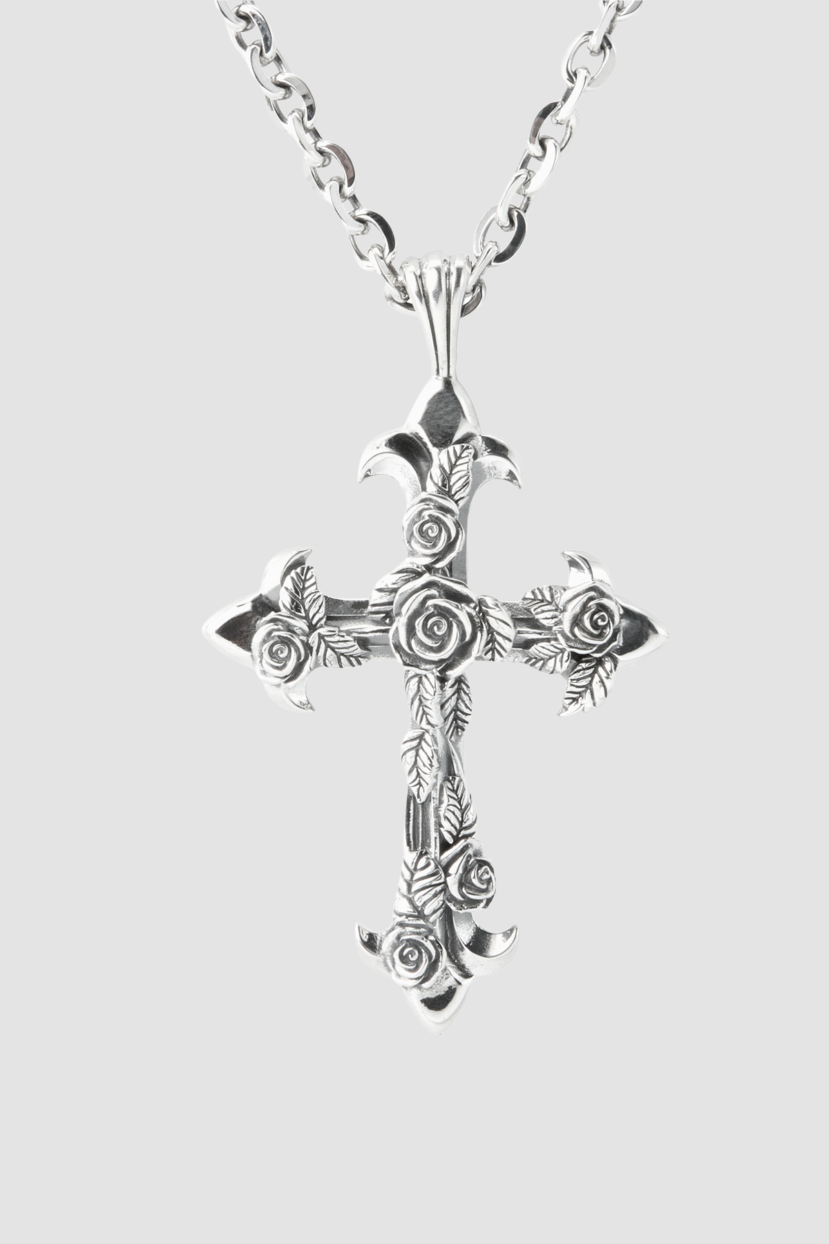 Emanuele Bicocchi Fleury Cross Rose Oversized Necklace - Silver