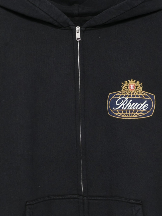 Rhude RH Safari Crest Zip Hoodie - Vintage Black