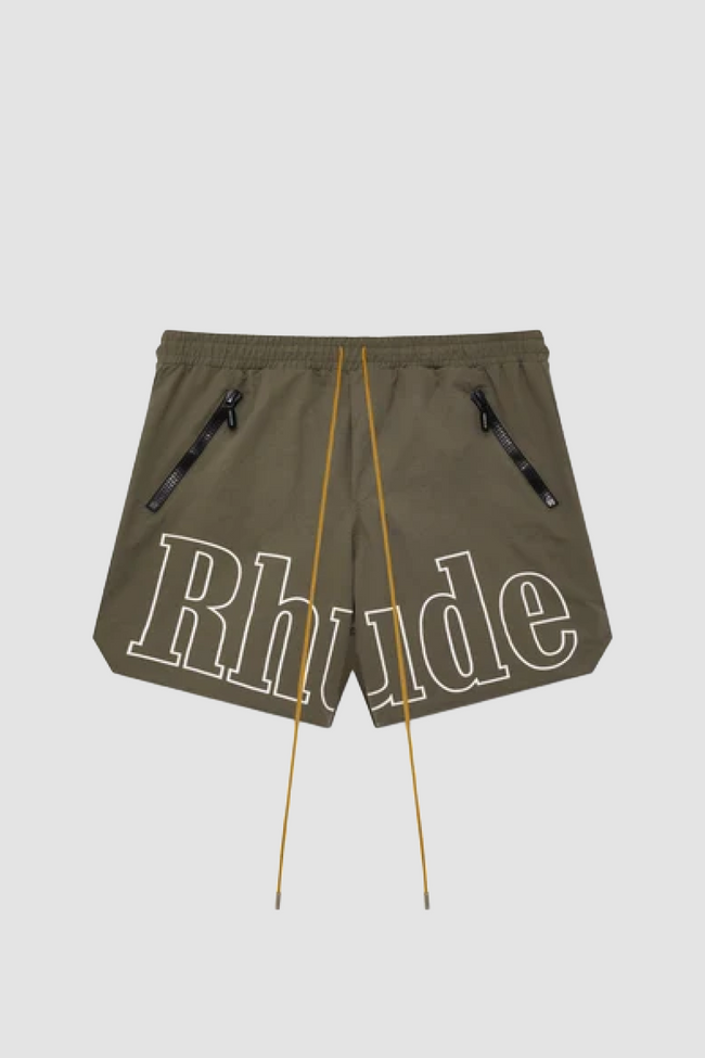 Rhude RH Logo Cotton Shorts - Taupe