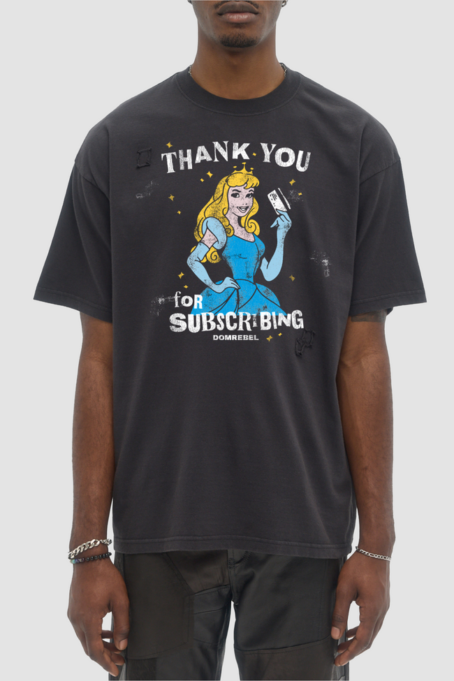 DOMREBEL Subscribe Crystals Tee - Black