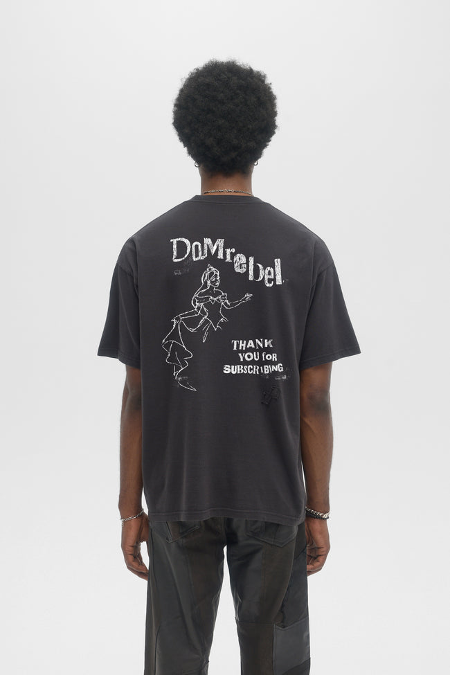 DOMREBEL Subscribe Crystals Tee - Black