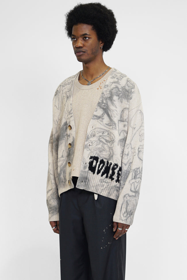 DOMREBEL Drawing Cardigan - Ivory
