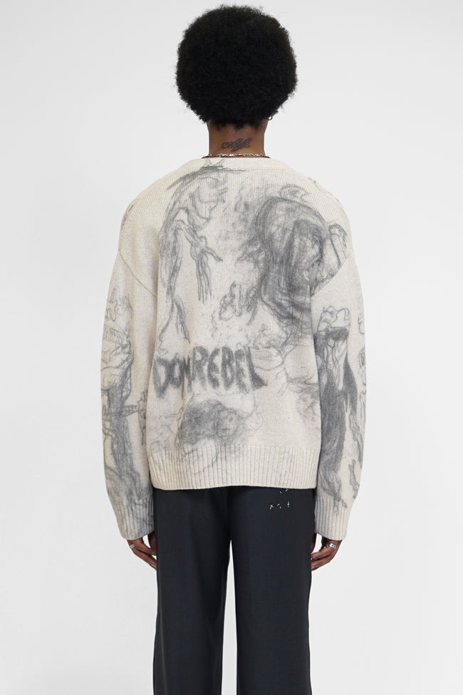 DOMREBEL Drawing Cardigan - Ivory