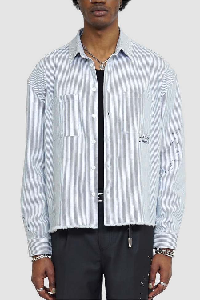 DOMREBEL Indie Overshirt - Blue Stripe