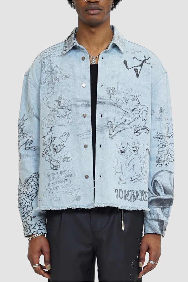 DOMREBEL Sketchy Overshirt - Light Blue