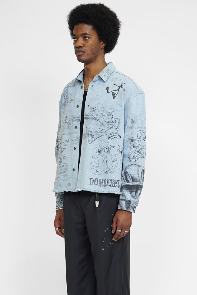 DOMREBEL Sketchy Overshirt - Light Blue
