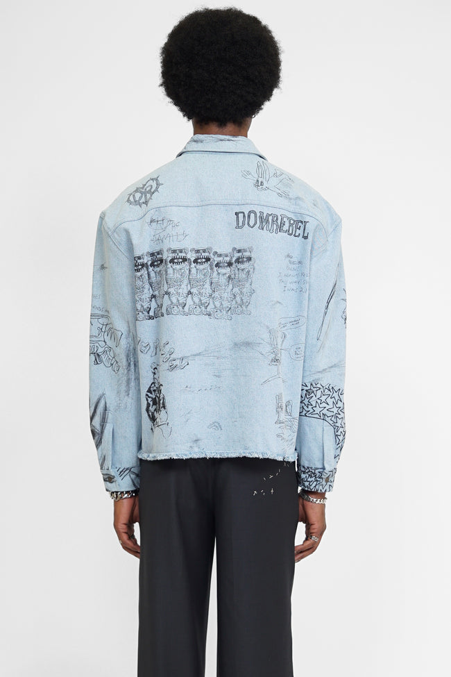 DOMREBEL Sketchy Overshirt - Light Blue