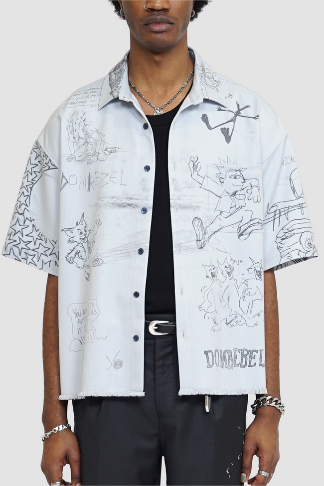 DOMREBEL Sketchy SS Shirt - Blue