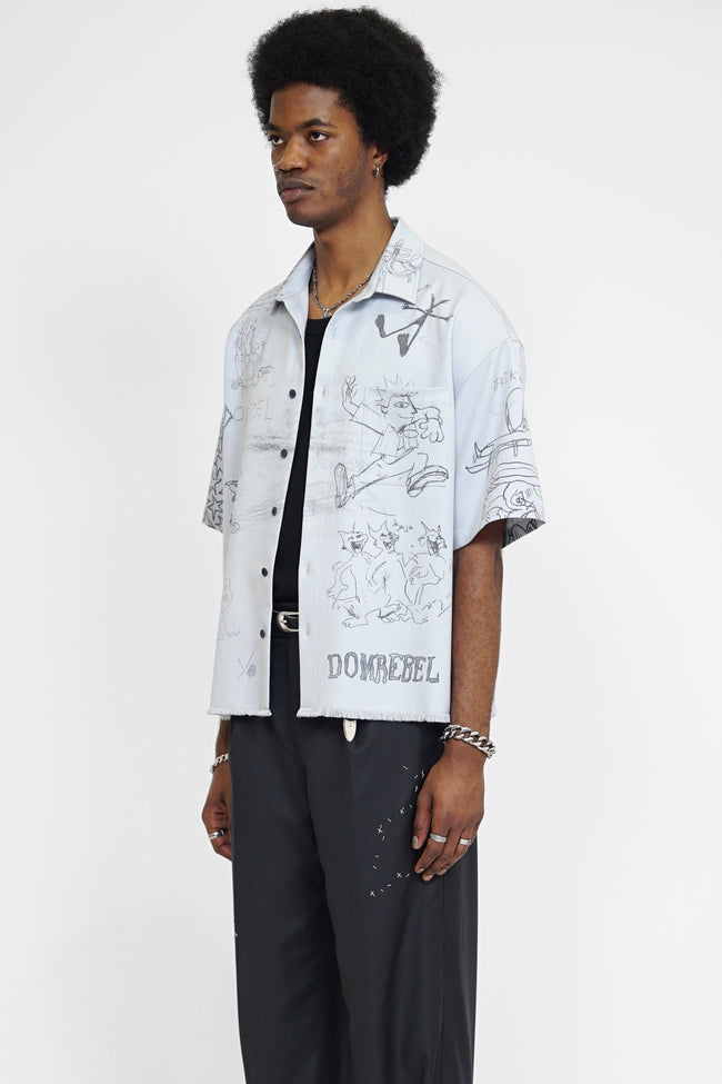 DOMREBEL Sketchy SS Shirt - Blue