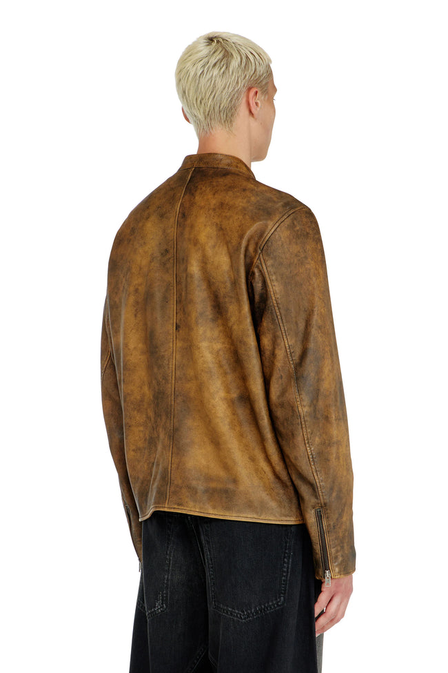 DIESEL L-Zad-Kncz Leather Jacket - Light Brown