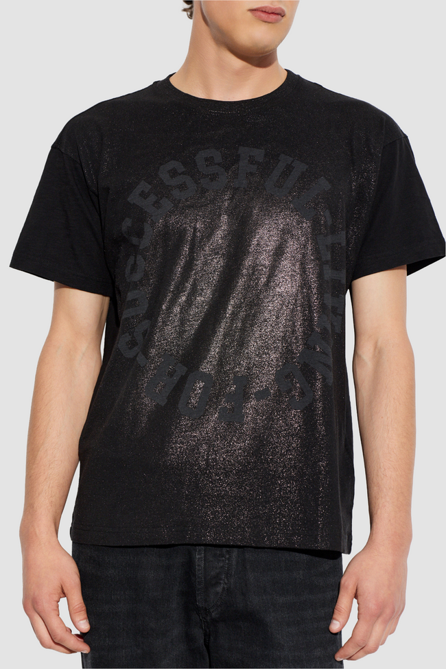 DIESEL T-Norm-AA2 Foil Print Tee - Black