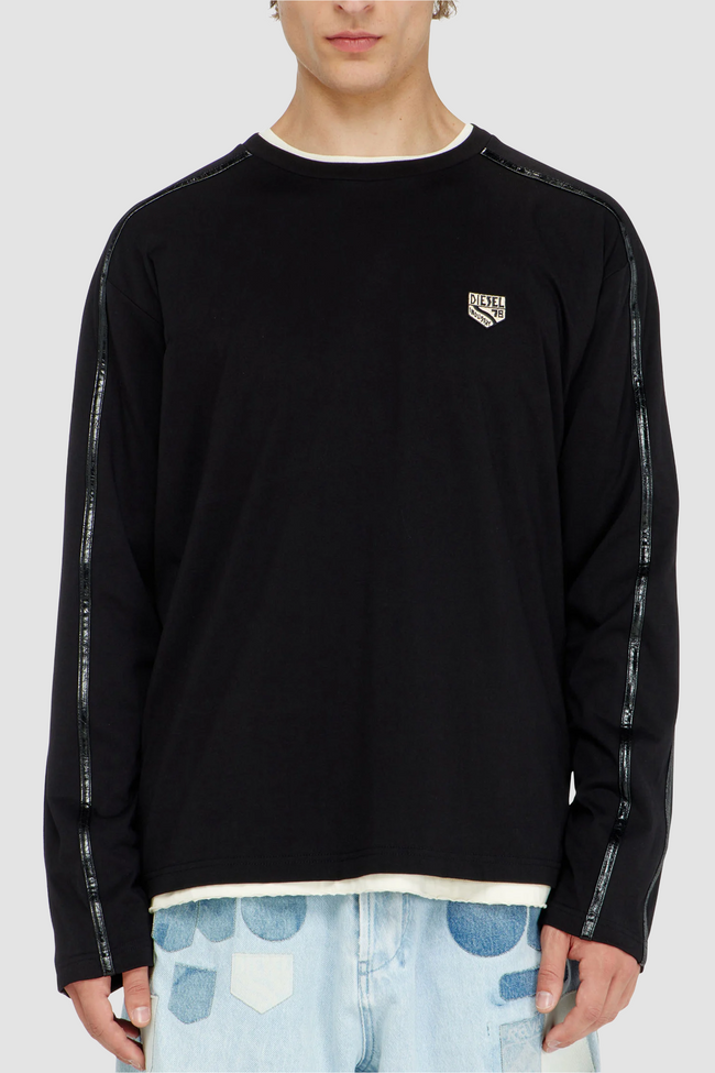 DIESEL T-Norm-L/S-Fl Tee - Black
