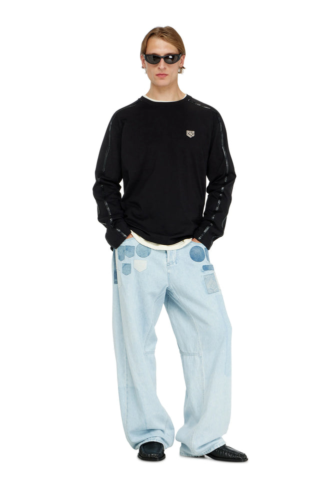 DIESEL T-Norm-L/S-Fl Tee - Black