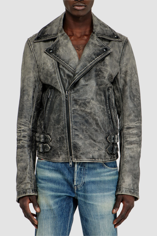 DIESEL L-Eon-Cjcm Leather Jacket - Dark Grey