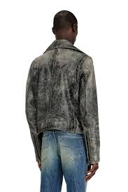 DIESEL L-Eon-Cjcm Leather Jacket - Dark Grey