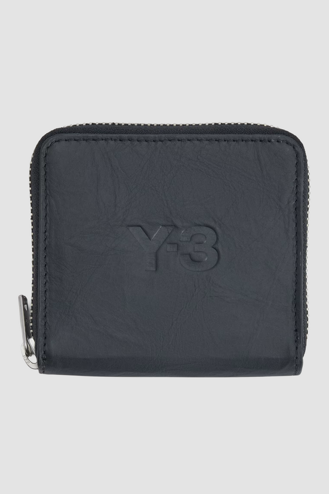 Y-3 Crinkle Leather Wallet - Black