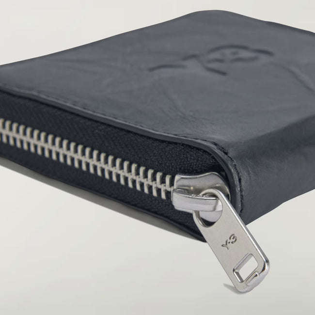 Y-3 Crinkle Leather Wallet - Black