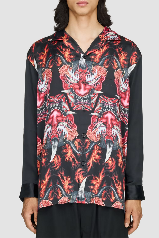 Y-3 Red Satin Graphic Shirt - Multicolor
