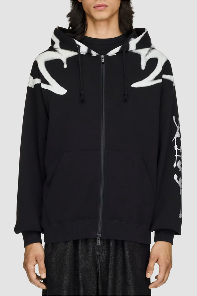 Y-3 Chito Graphic French Terry Zipper Hoodie - Black