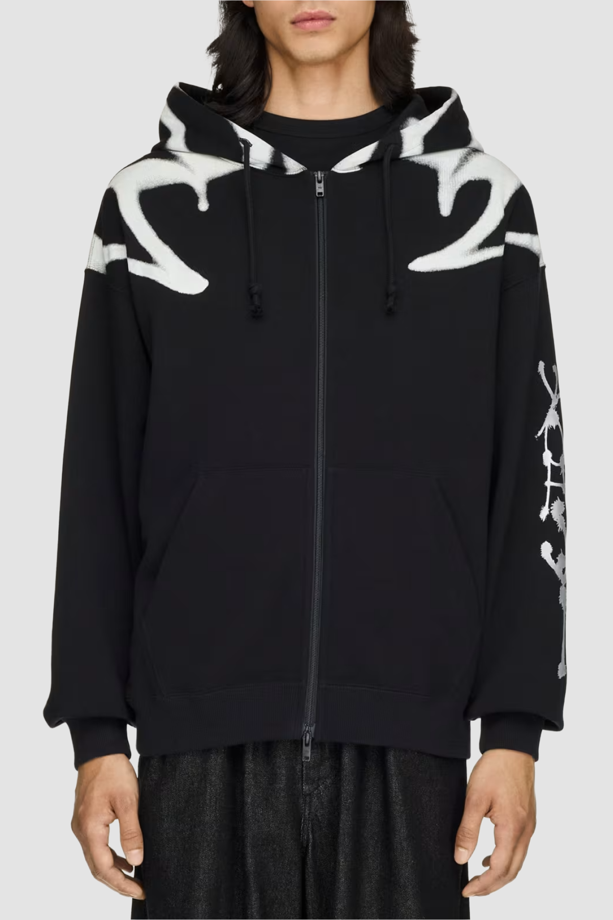 Y-3 Chito Graphic French Terry Zipper Hoodie - Black - Due West