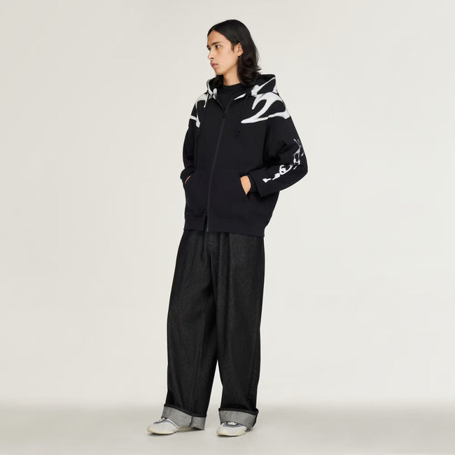 Y-3 Chito Graphic French Terry Zipper Hoodie - Black