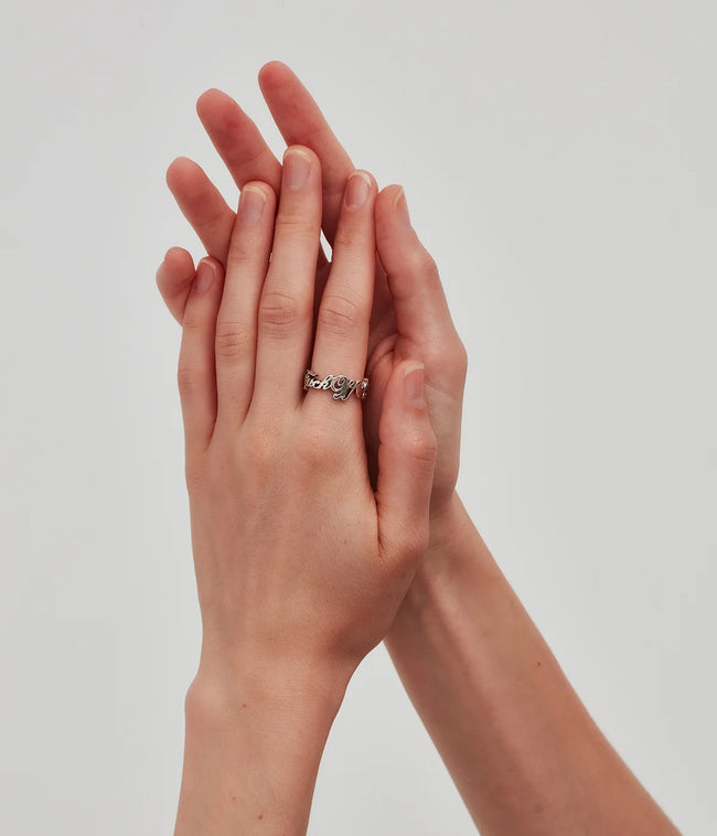 Stolen Girlfriends Club F*ck Off Script Ring - Silver