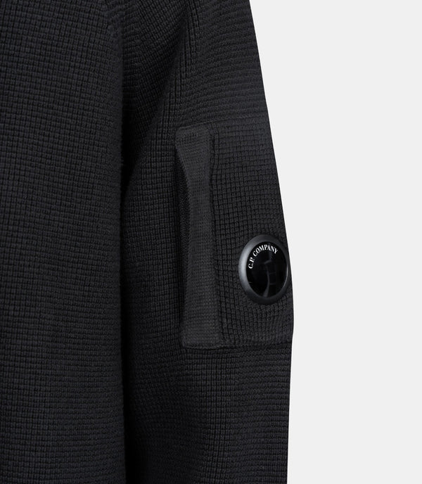 C.P. Company Waffle Knit Lens Sweater - Black