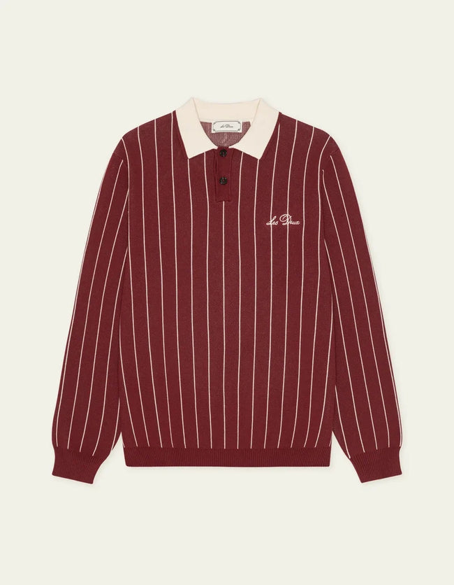 Les Deux Signature Knit Polo - Chocolate Truffle Red