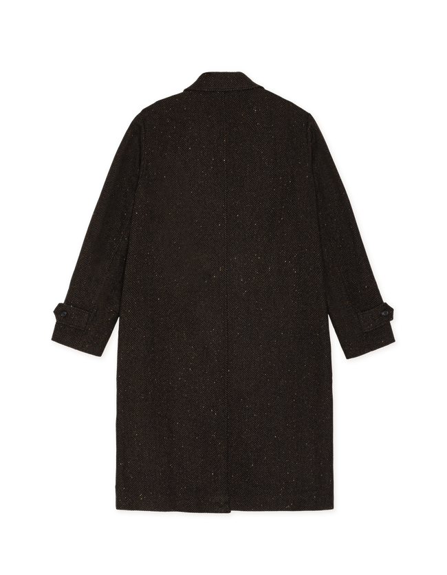 Les Deux Herringbone Wool Coat - Brown