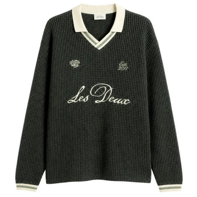 Les Deux Waffle LS Football Jersey Top - Green