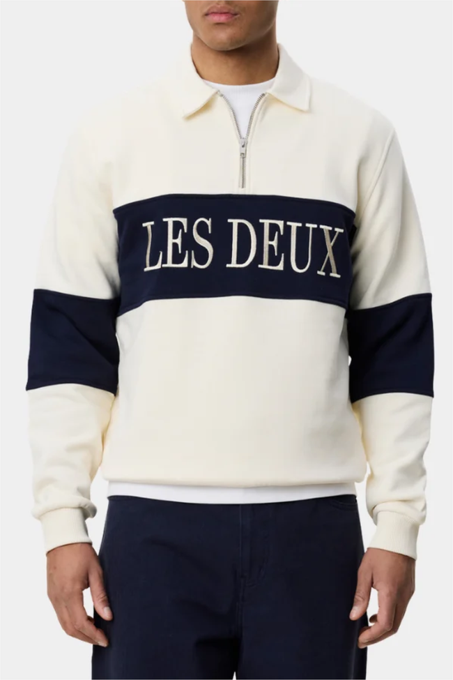 Les Deux Zipper Rugby Sweatshirt - Ivory