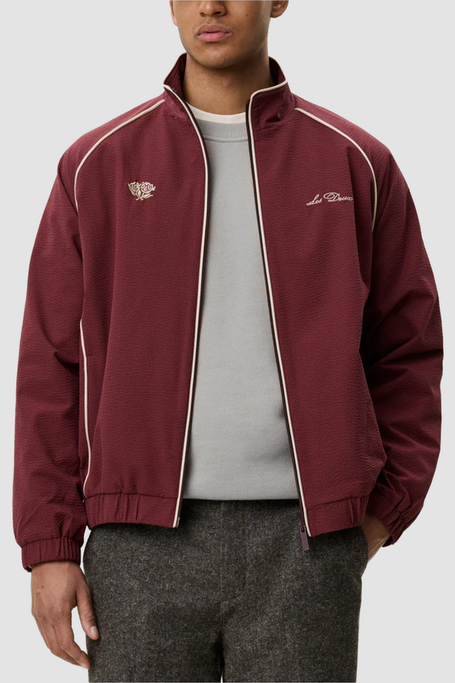 Les Deux Jacket Seersucker Track Jacket - Red