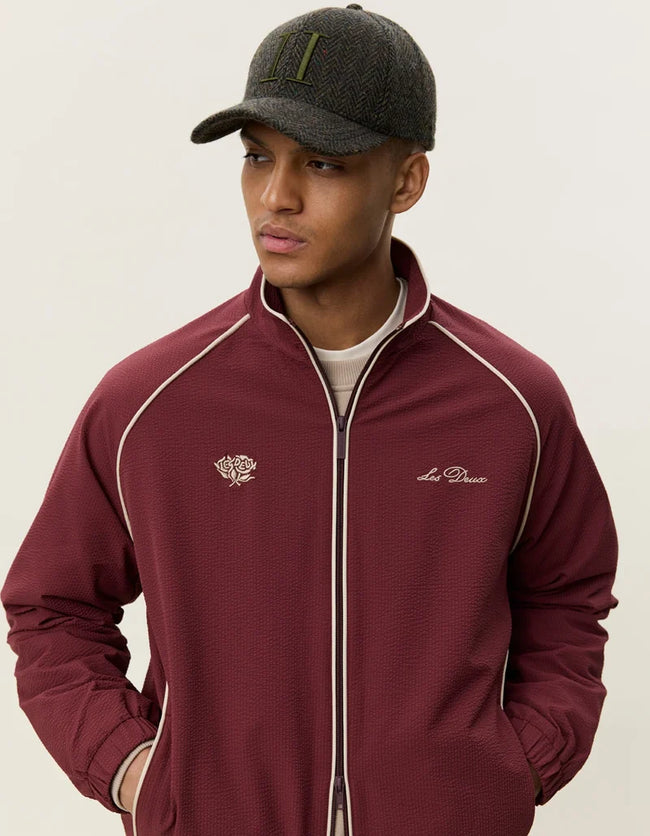 Les Deux Jacket Seersucker Track Jacket - Red