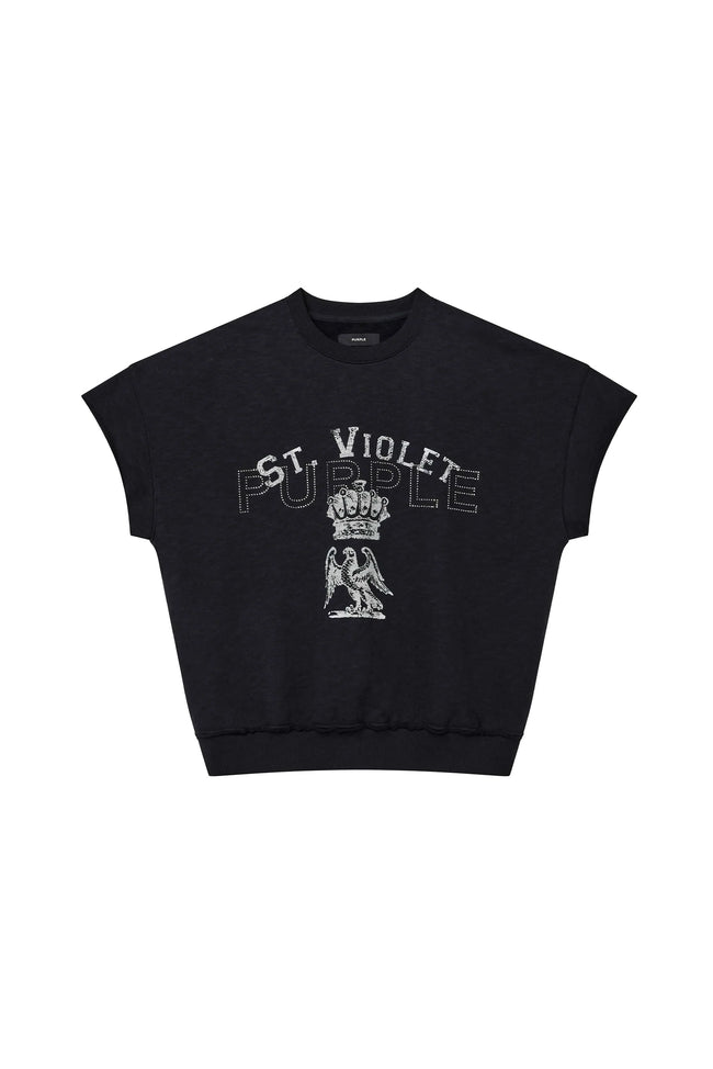 Purple Brand M4194-MSSH St Violet Crystals Muscle Tee - Black