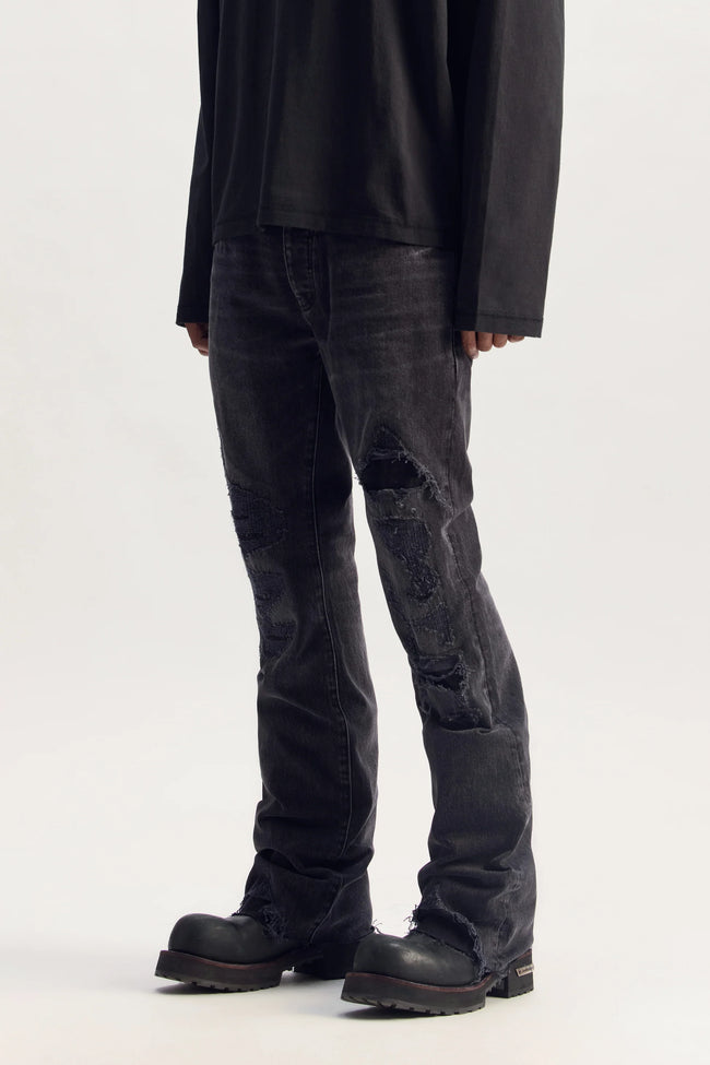 Purple Brand P004-VHDB Vintage Heavy Destroy Jeans - Black