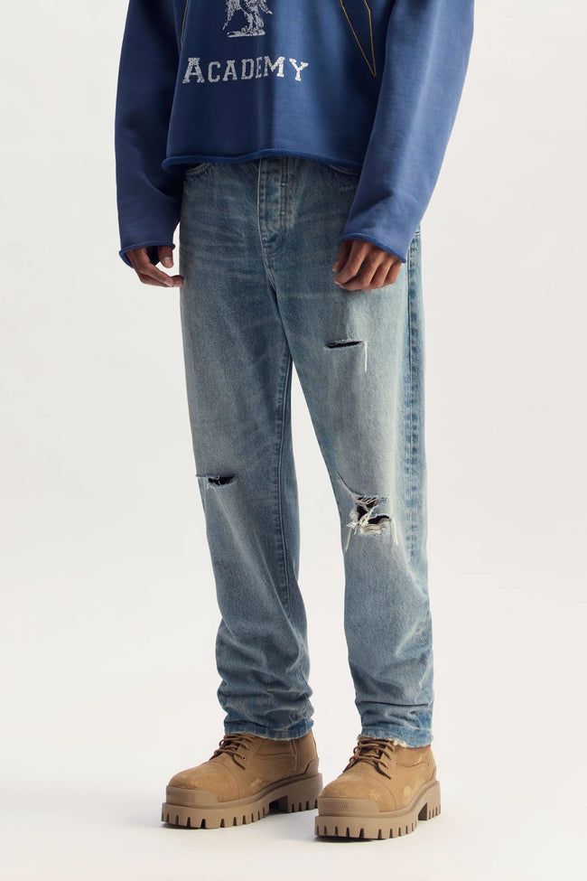 Purple Brand P013-SCDI Destroy Tapered Jeans - Indigo