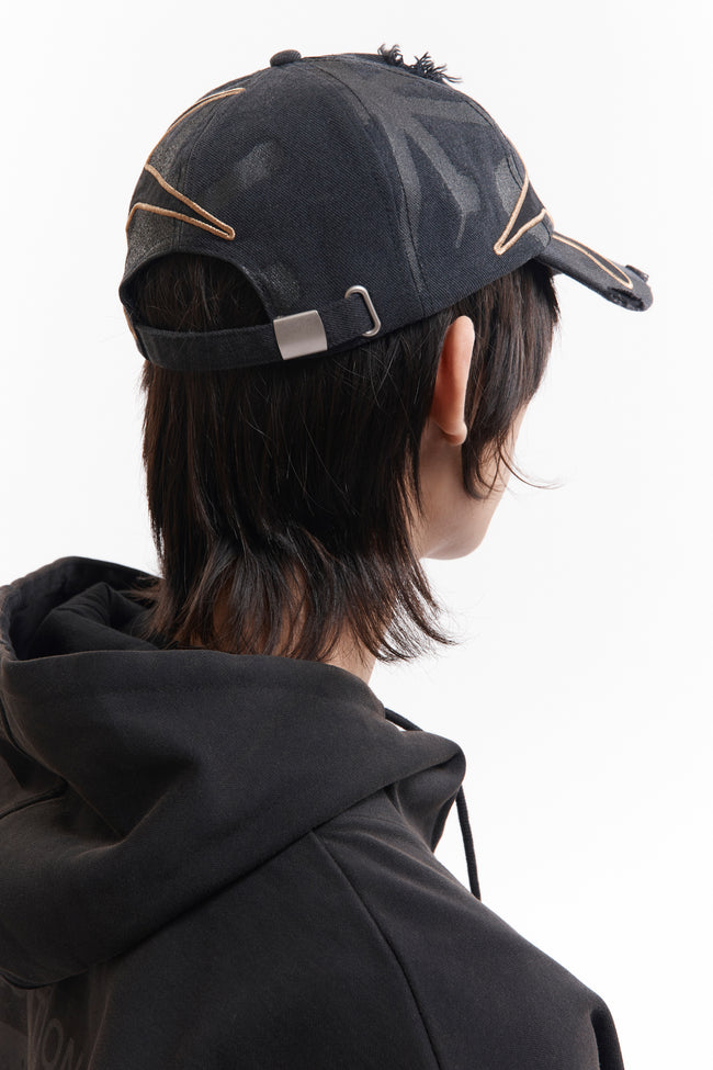 P.A.M Distressed Urchin Tag Baseball Cap - Black