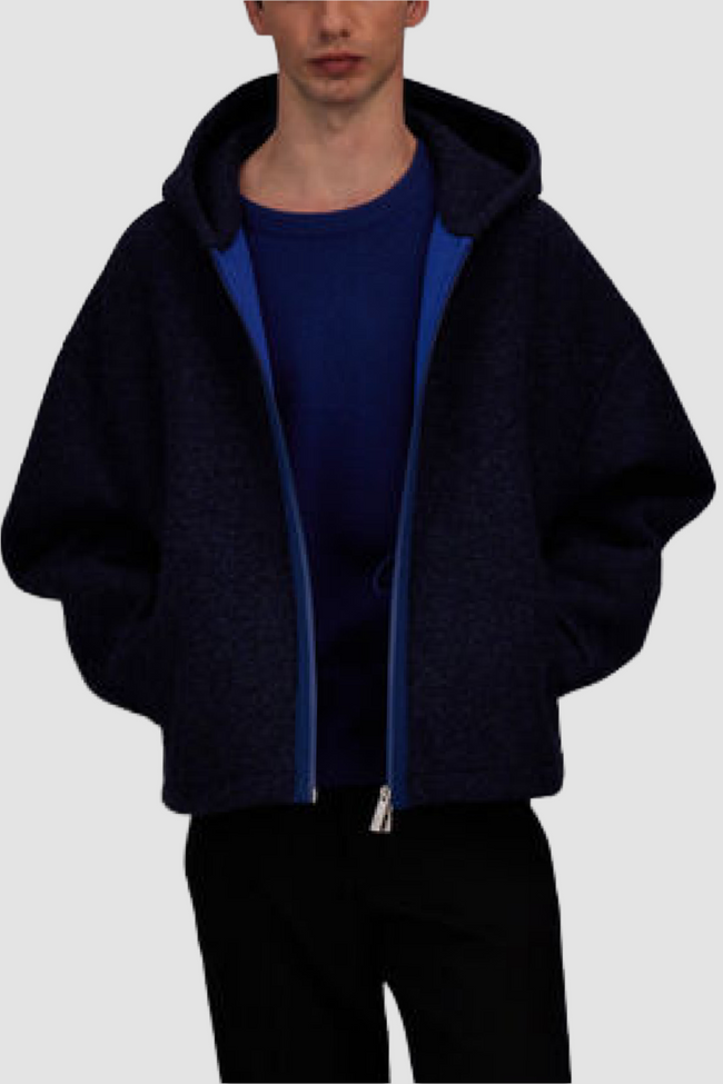 Herno Laminar Mens Wind Jacket Technical Wool - Blue