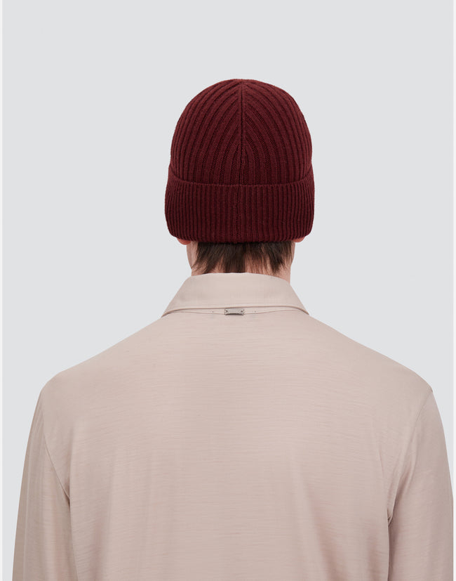 Herno Wool Knitted Beanie - Burgundy