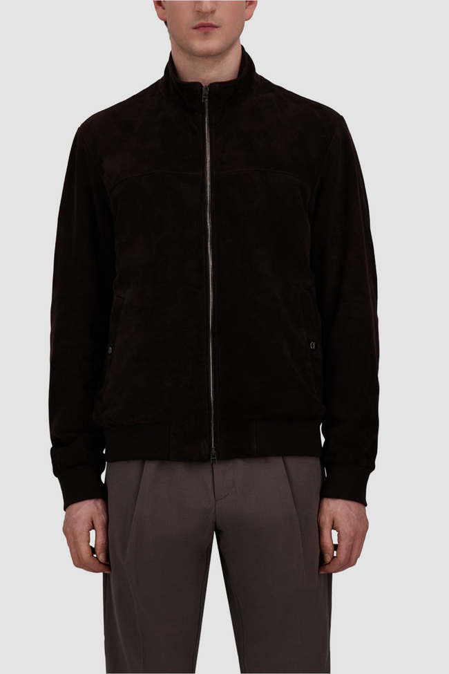 Herno Goat Suede Leather Jacket - Brown