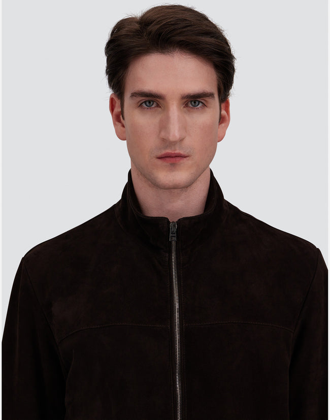 Herno Goat Suede Leather Jacket - Brown