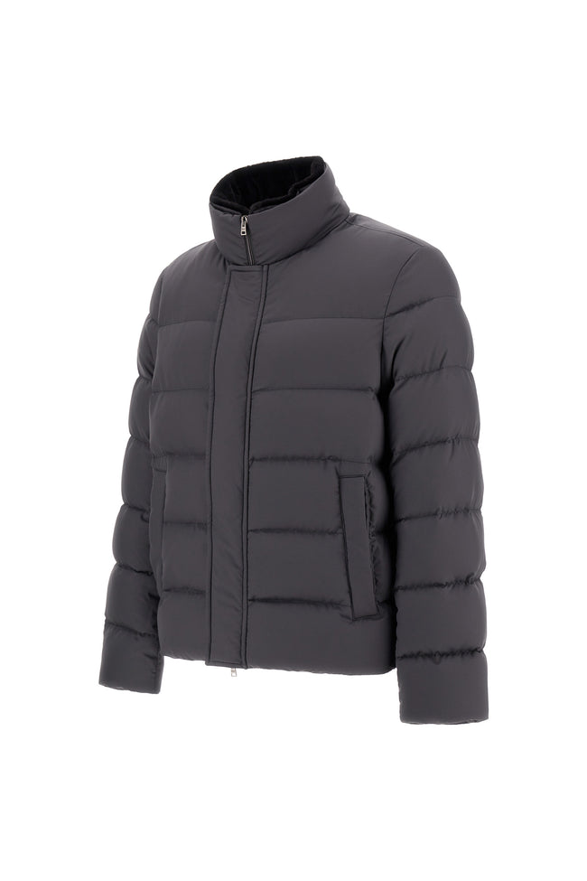 Herno Mens Down Bomber Poly Faux Fur - Grey