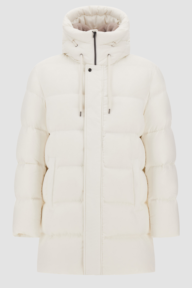 Herno Mens Down *Parka Poly W/Faux Fur - White