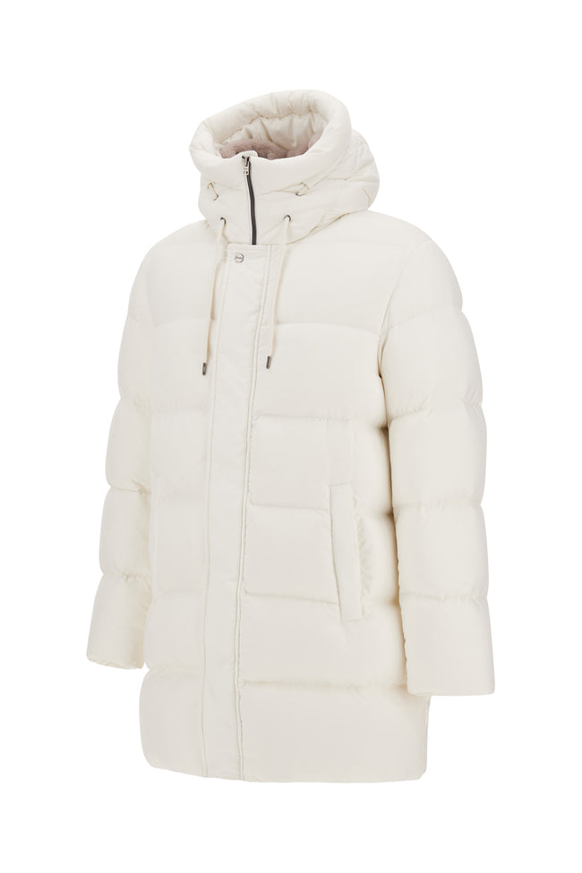 Herno Mens Down *Parka Poly W/Faux Fur - White