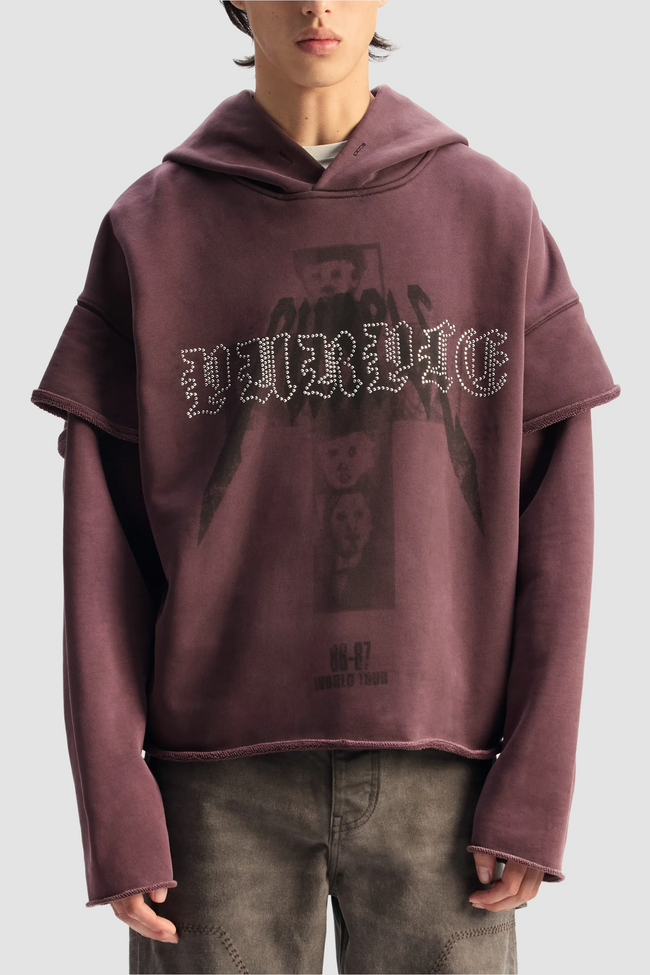 Purple Brand M4222-HRCH Iron Gospel Nailheads Hoodie - Brown