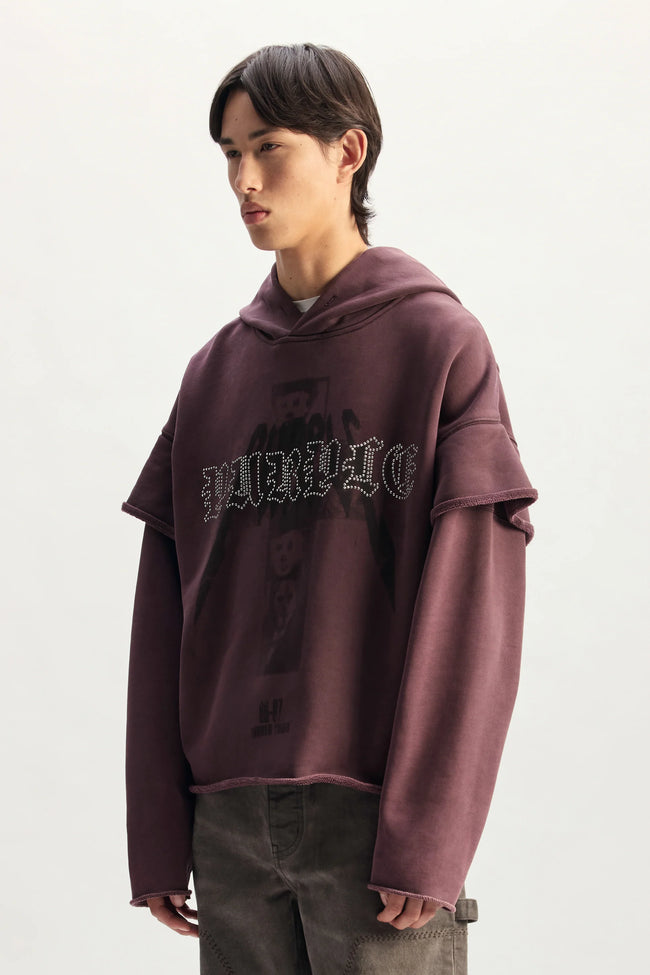 Purple Brand M4222-HRCH Iron Gospel Nailheads Hoodie - Brown